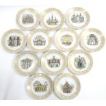 A set of twelve Royal Copenhagen porcelain “Portraits of Old Copenhagen” plates; 10½” diam.