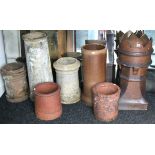 Seven various chimney pots (various sizes).