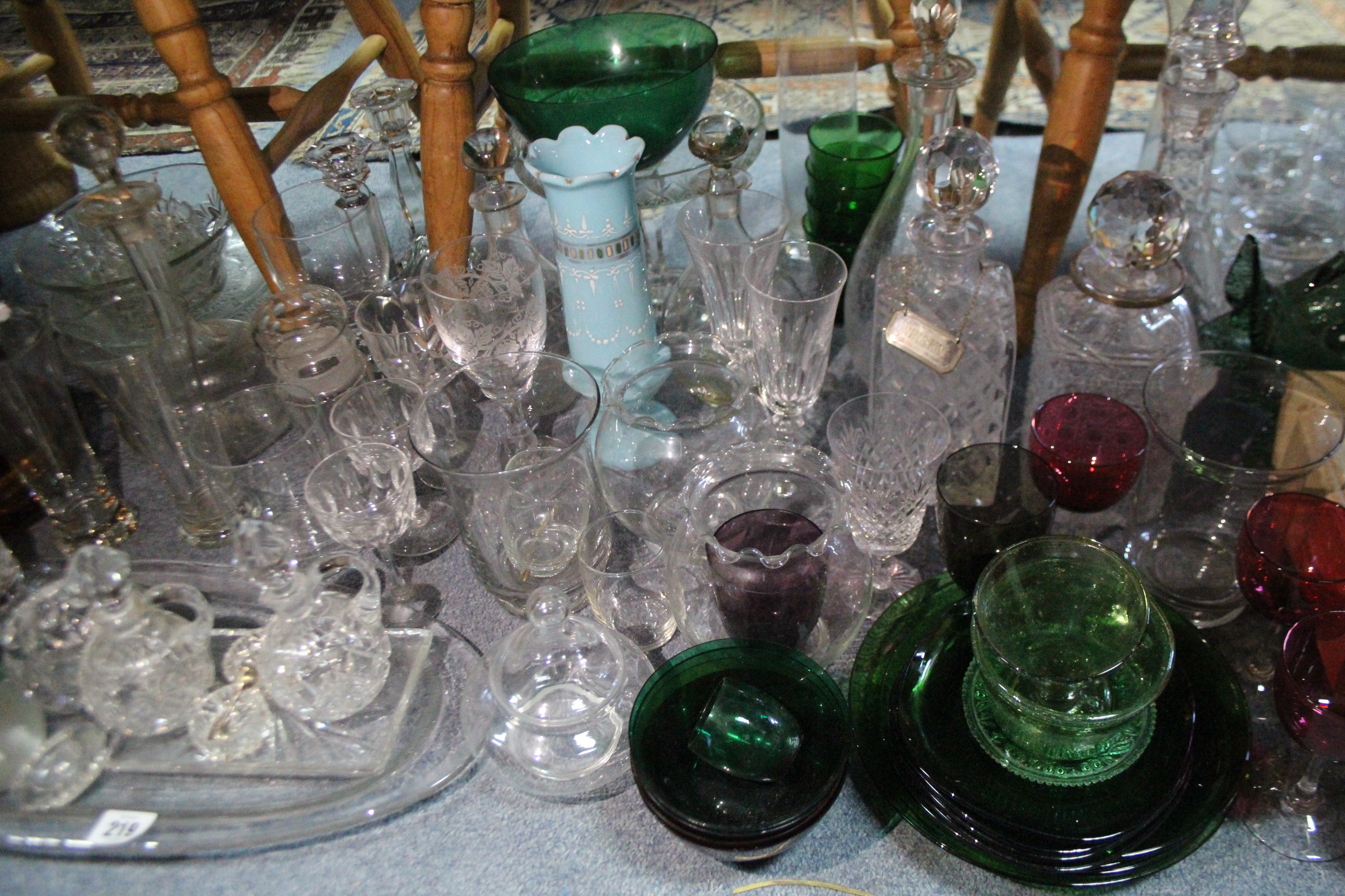 Seven glass decanters; & various other items of glassware. - Image 3 of 5
