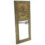 A Peerage brass embossed frame rectangular wall mirror inset bevelled plate, 24” x 10½”.