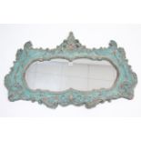 A Victorian-style turquoise painted composition wall mirror, 28” x 44”.