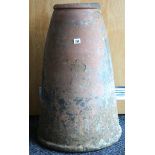 A terracotta rhubarb forcer, inscribed “JOHN MATTHEWS ROYAL POTTERY, WESTON SUPER MARE”, 28” high.