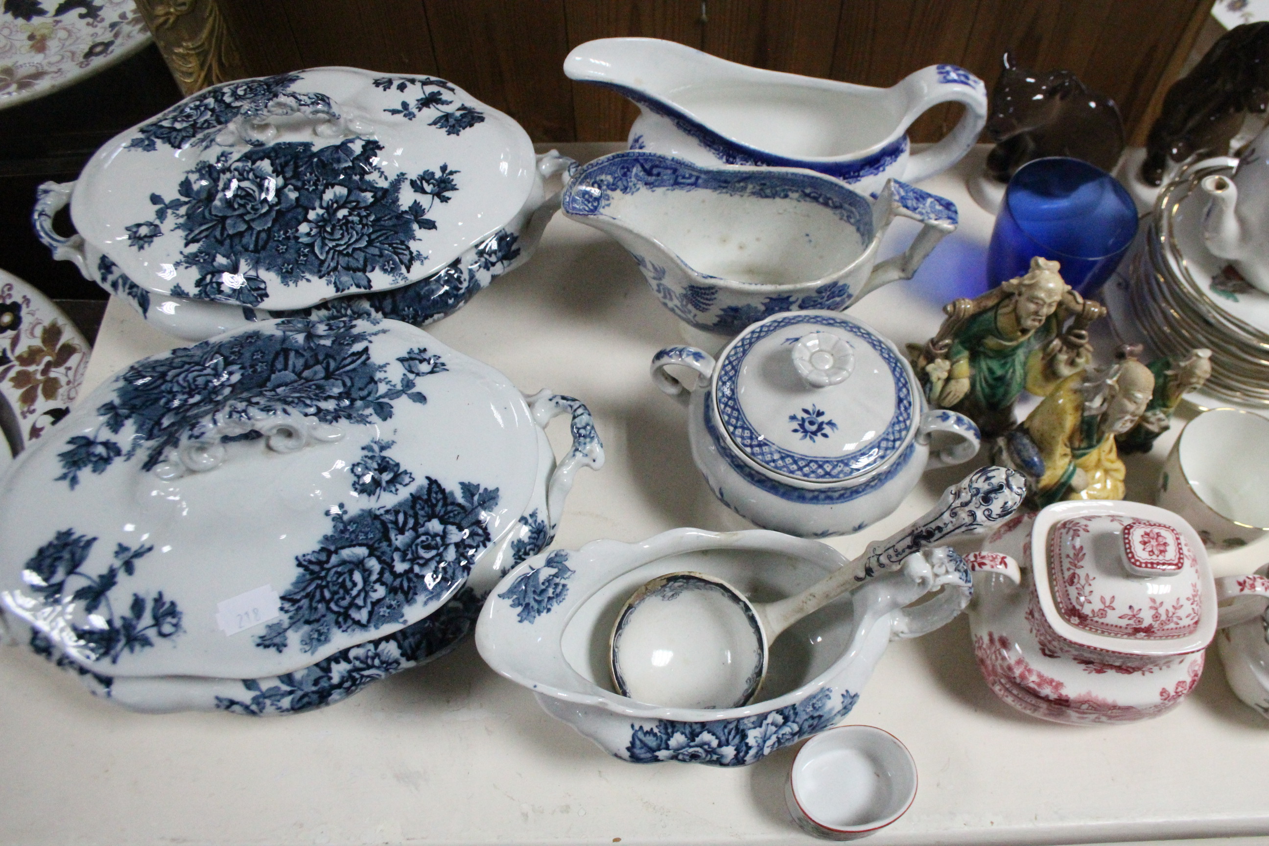 An Ashworth’s ironstone china floral decorated oval meat plate, 21” x 16¾”; a Chinese vase; an - Image 3 of 5