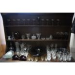 Various items of coloured & plain glassware, part w.a.f.