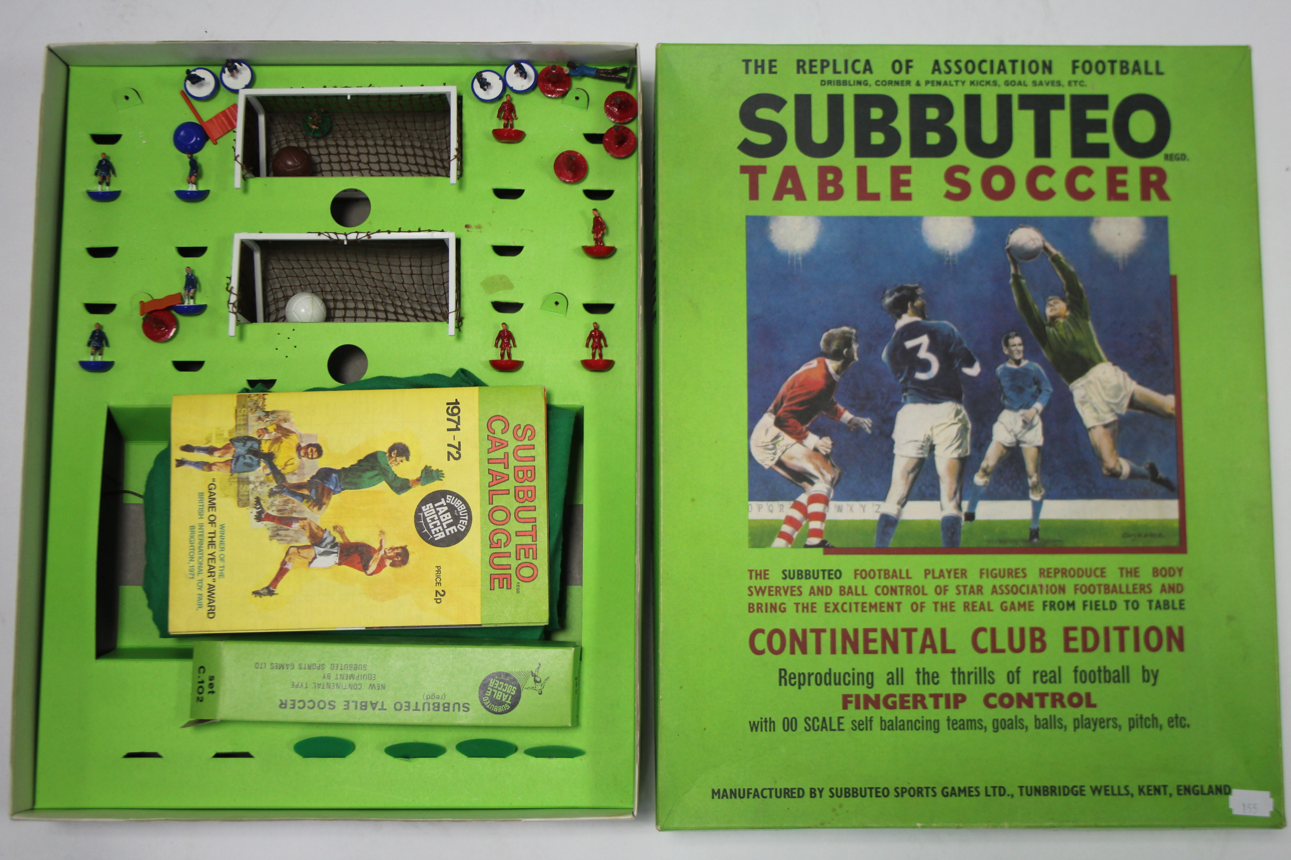 A Subbuteo “Continental Club Edition” football game, incomplete, boxed; a reproduction copy of the