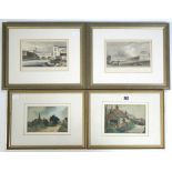 A pair of small watercolour paintings by T.H.Cooke – Kentish Villages, signed 3¾” x 5½”; & a pair of
