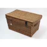 A large wicker hamper (lacking contents), 36” wide.