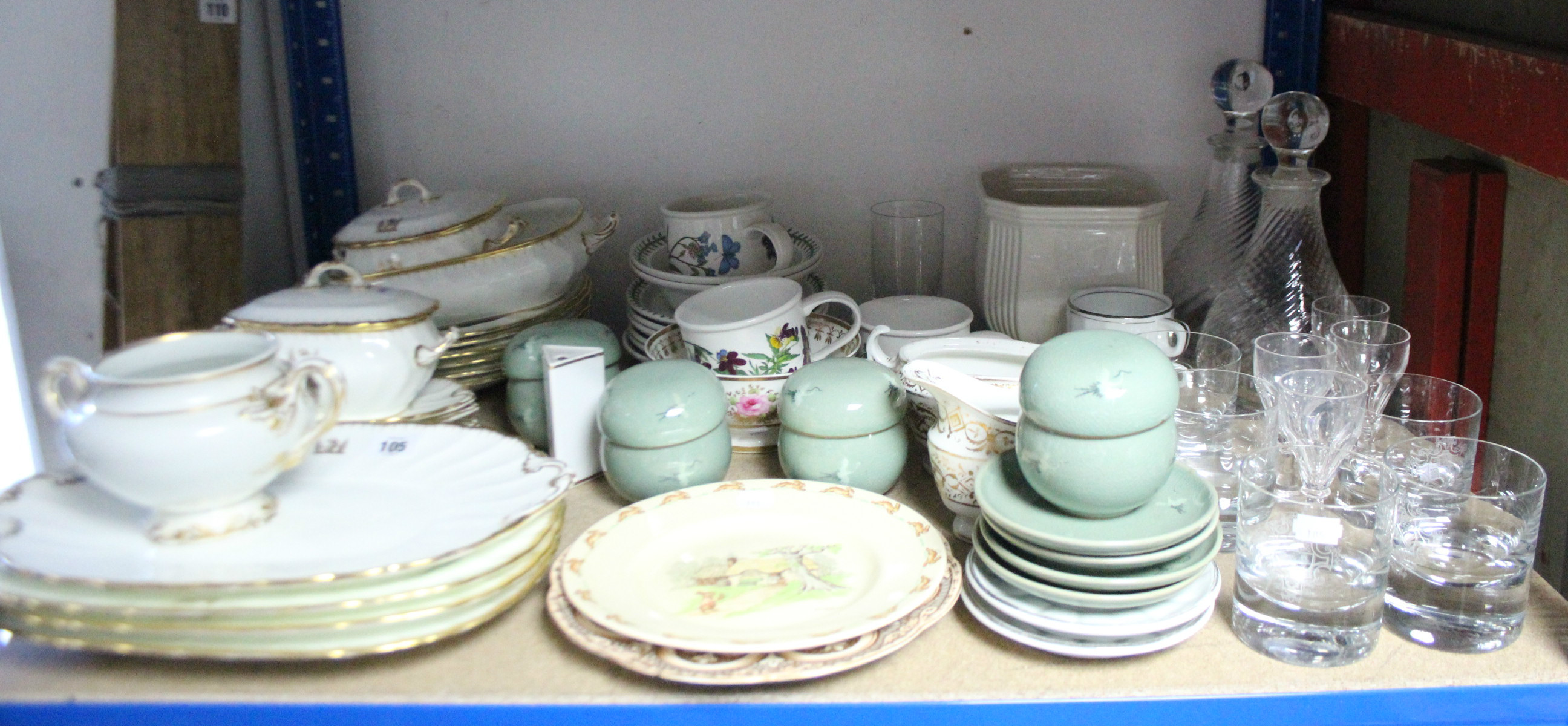 A Cauldon china twelve-piece part dinner service; a Royal Doulton Bunnykins plate, etc.