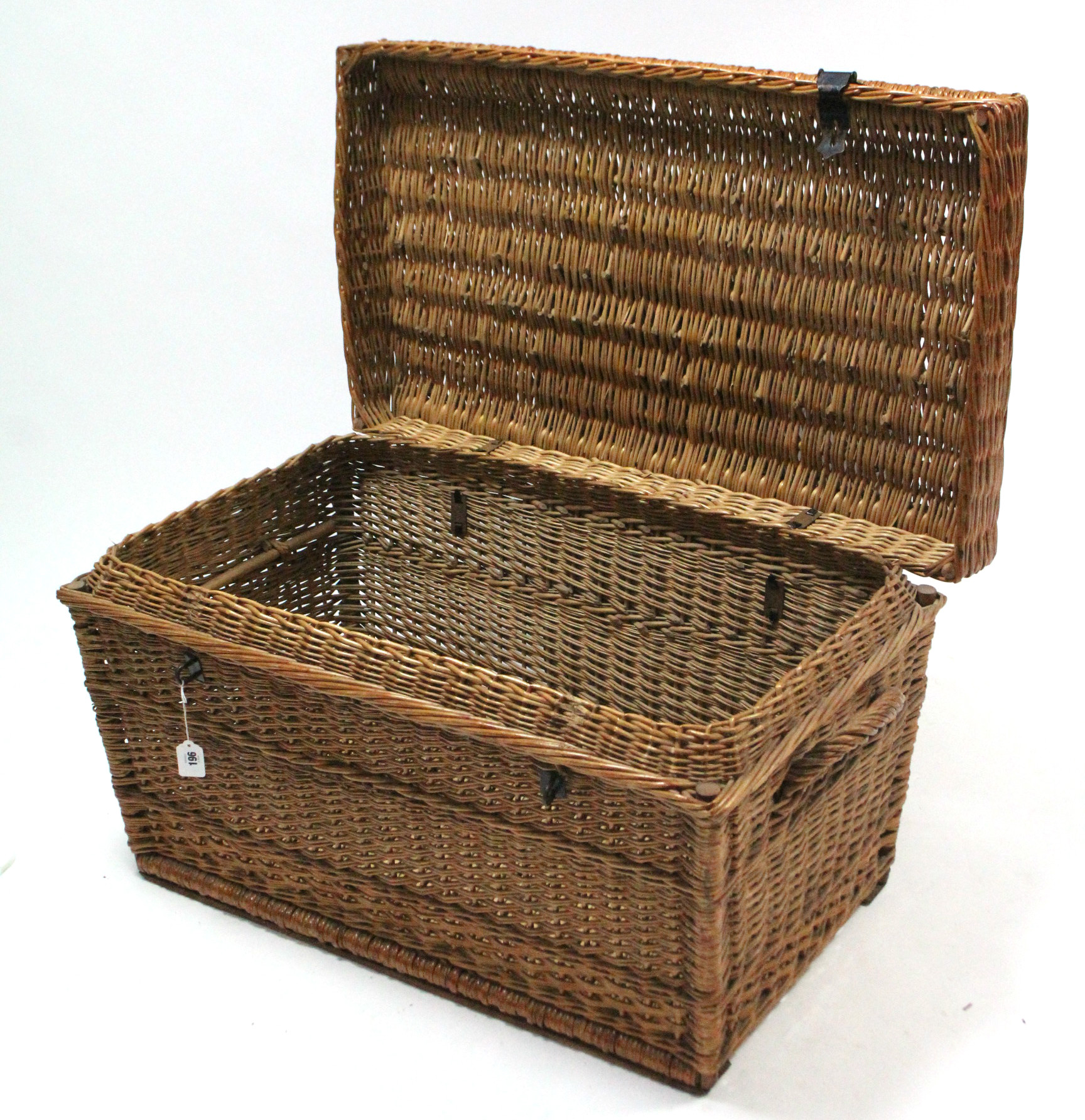 A large wicker hamper (lacking contents), 36” wide. - Image 2 of 2