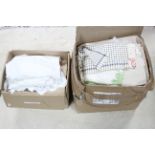 Various items of household linen & textiles (two boxes).