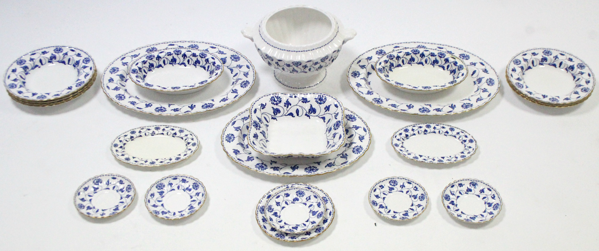 A Spode bone china “Blue Colonel” pattern twenty two piece part dinner & tea service.