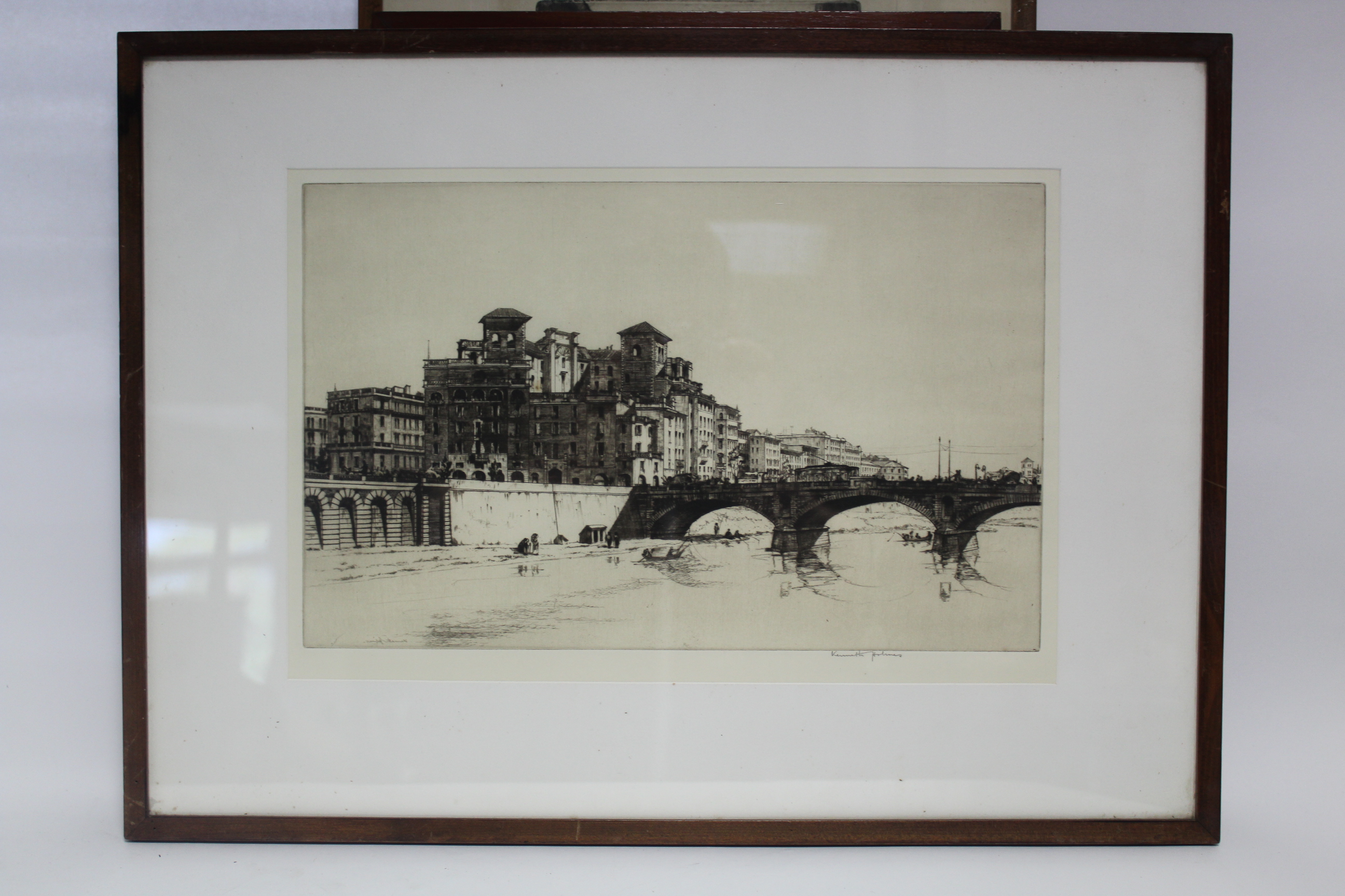 HOLMES, Kenneth (1902-1994). Titled: “Pont Avontino”, black & white etching, signed in pencil to - Image 5 of 12