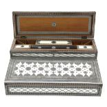 A 19th century VIZAGAPATAM WRITING SLOPE, in sandalwood veneered all-over with ivory & with intarsia