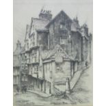 PIKE, Joseph. “Steep Street, Bristol”, signed & dated 1928. Pencil: 10“ x 8“; & two small early 19th