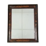 A 19th century Dutch rectangular wall mirror in walnut frame with floral marquetry decoration; 22" x