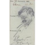 LAMBERT, George (1873-1930). A head-&-shoulders pencil sketch of a gentleman, drawn on a diary