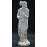 A 19th century WHITE MARBLE SCULPTURE OF THE VENUS ITALICA, after the antique, on flat circular