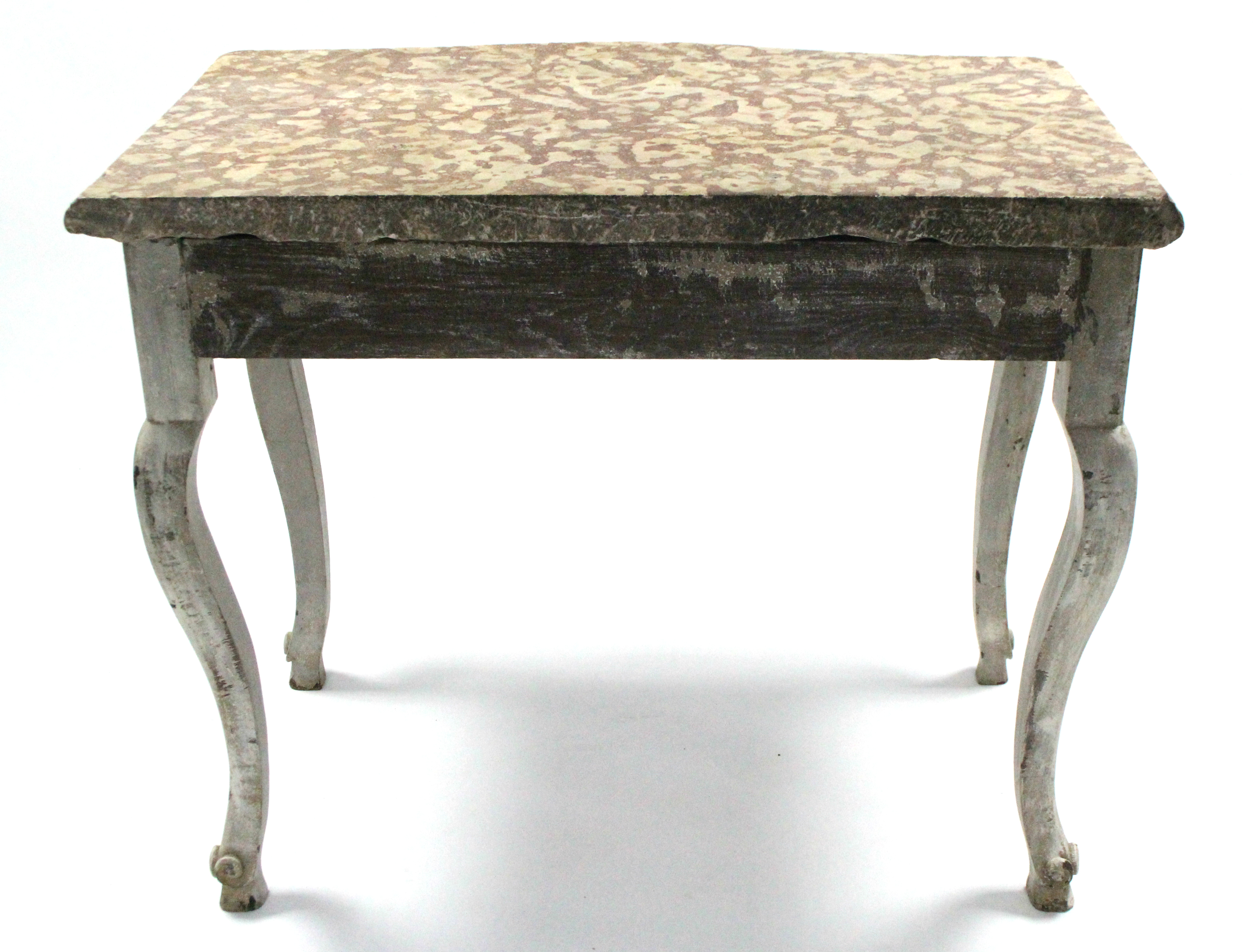 A late 18th century French carved & painted serpentine-front side table, the 2" thick "Biscotti" - Image 5 of 5