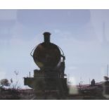 ROCHE, Laurence (Born 1944). A steam locomotive silhouetted against the evening sky, titled: “