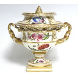 A CHAMBERLAIN’S WORCESTER ICE PAIL of Warwick Vase form, with pine-cone finial to the cover,