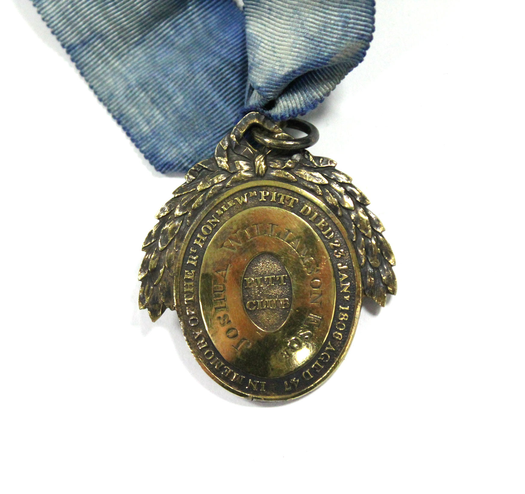 A 19th century London Pitt Club member’s badge, the silver-gilt oval medal inset “Tassie” glass - Image 2 of 3