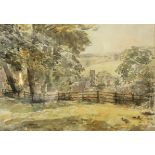 BUTLER, George R.W.S., R.B.A., N.E.A.C. (1904-1999). A wooded rural landscape with Haddon Hall in