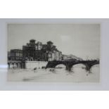 HOLMES, Kenneth (1902-1994). Titled: “Pont Avontino”, black & white etching, signed in pencil to