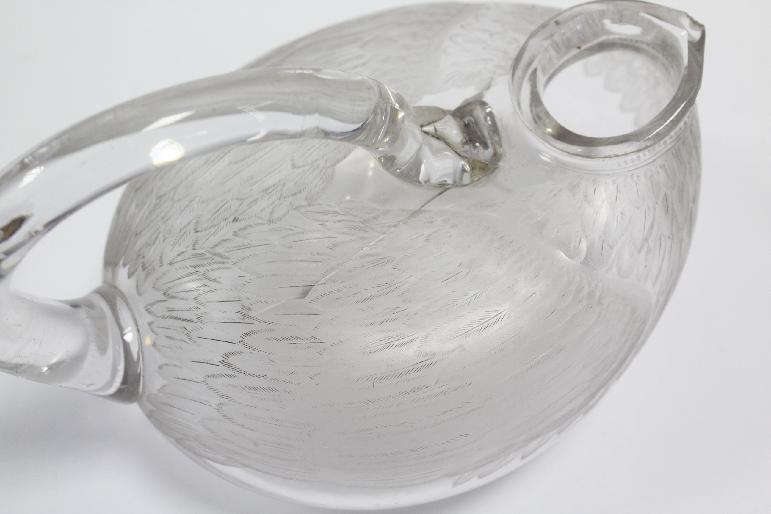 A Victorian silver-mounted cut glass novelty decanter in the form of a duck, the body with - Bild 6 aus 9