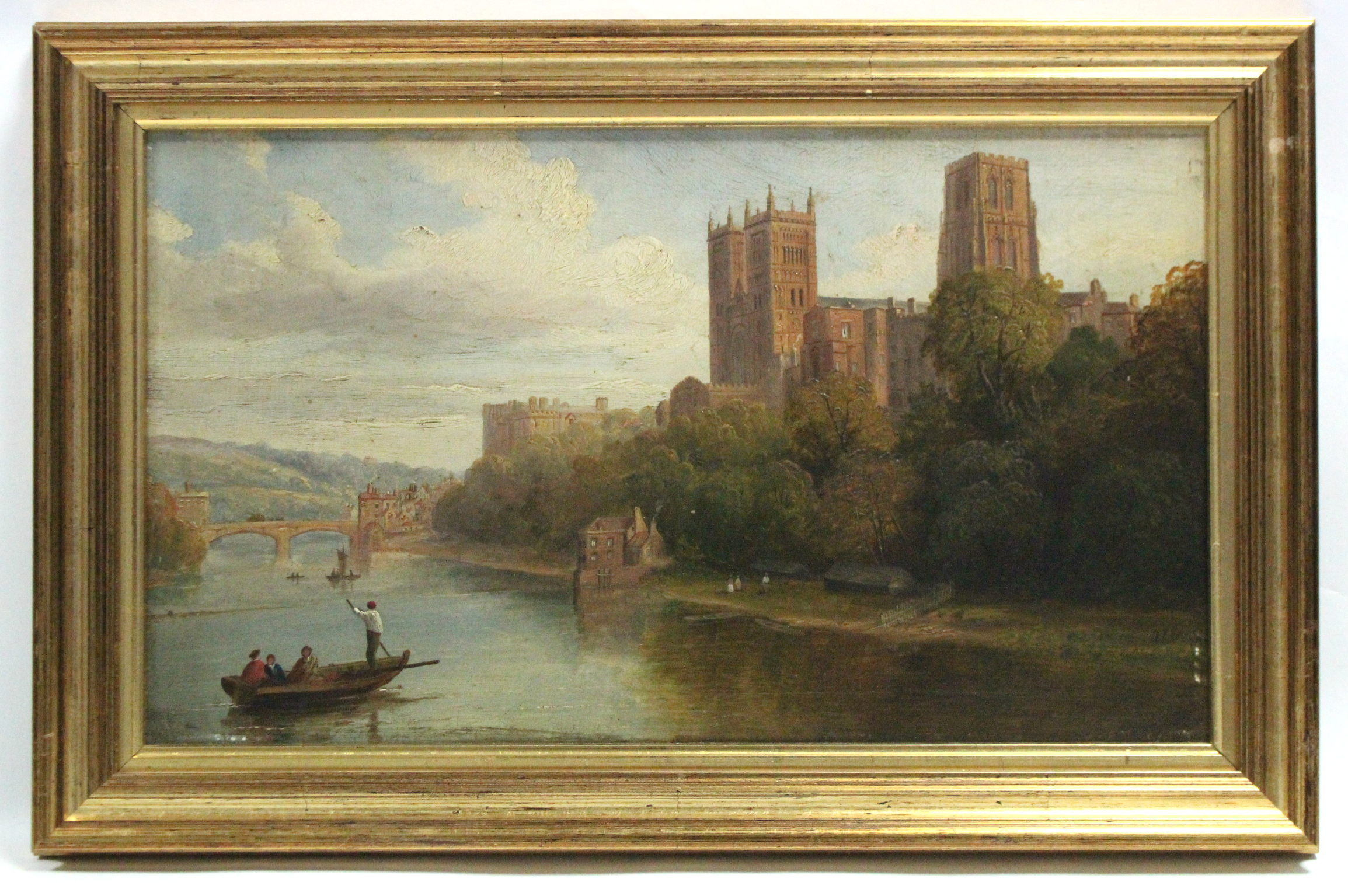 ROBINSON, Francis (1830-1886). Durham Cathedral from across the river, figures in a ferry boat to - Image 2 of 3