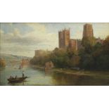 ROBINSON, Francis (1830-1886). Durham Cathedral from across the river, figures in a ferry boat to
