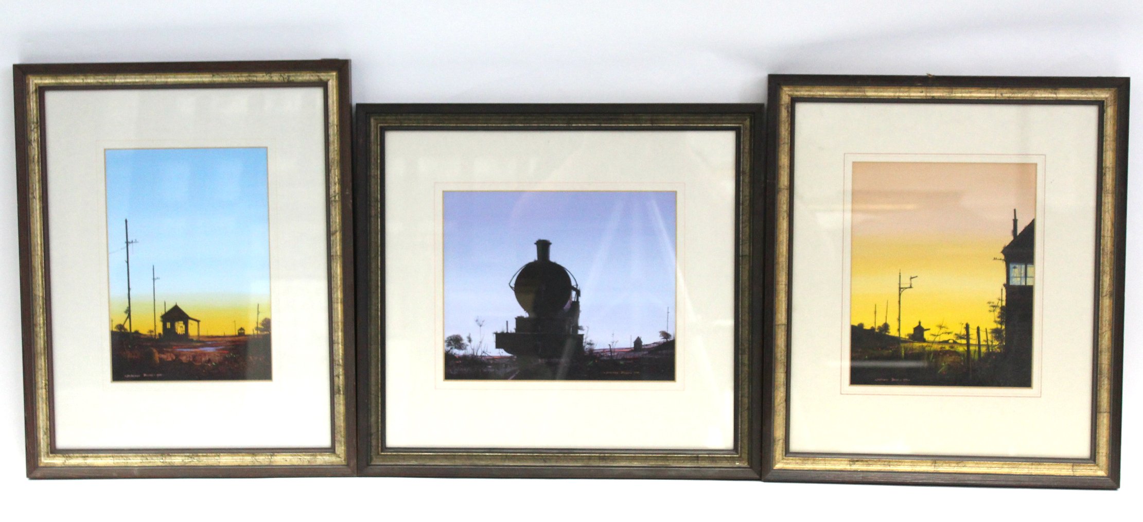 ROCHE, Laurence (Born 1944). A steam locomotive silhouetted against the evening sky, titled: “ - Image 4 of 4