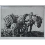 BLAMPIED, Edmund (1886-1966). A study of a farm worker loading a horse cart, titled: “Gathering