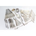 A part-service of WMF flatware & cutlery with leaf terminals, comprising: twelve table spoons;