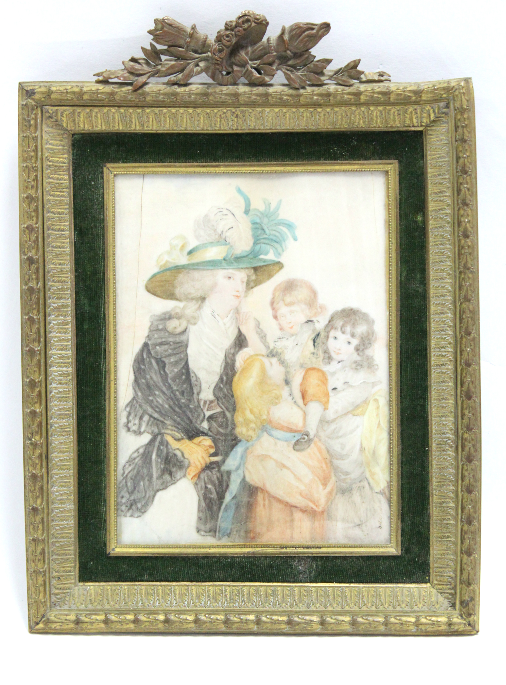 LAPONT, H. A group portrait miniature of Lady Smyth & her children, signed: 6¼” x 4½” (w.a.f.); in