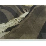 BRUNSDON, John (1933-2014). “Glaciated Valley” (12/15), & “The Valley” (117/150); coloured etchings,