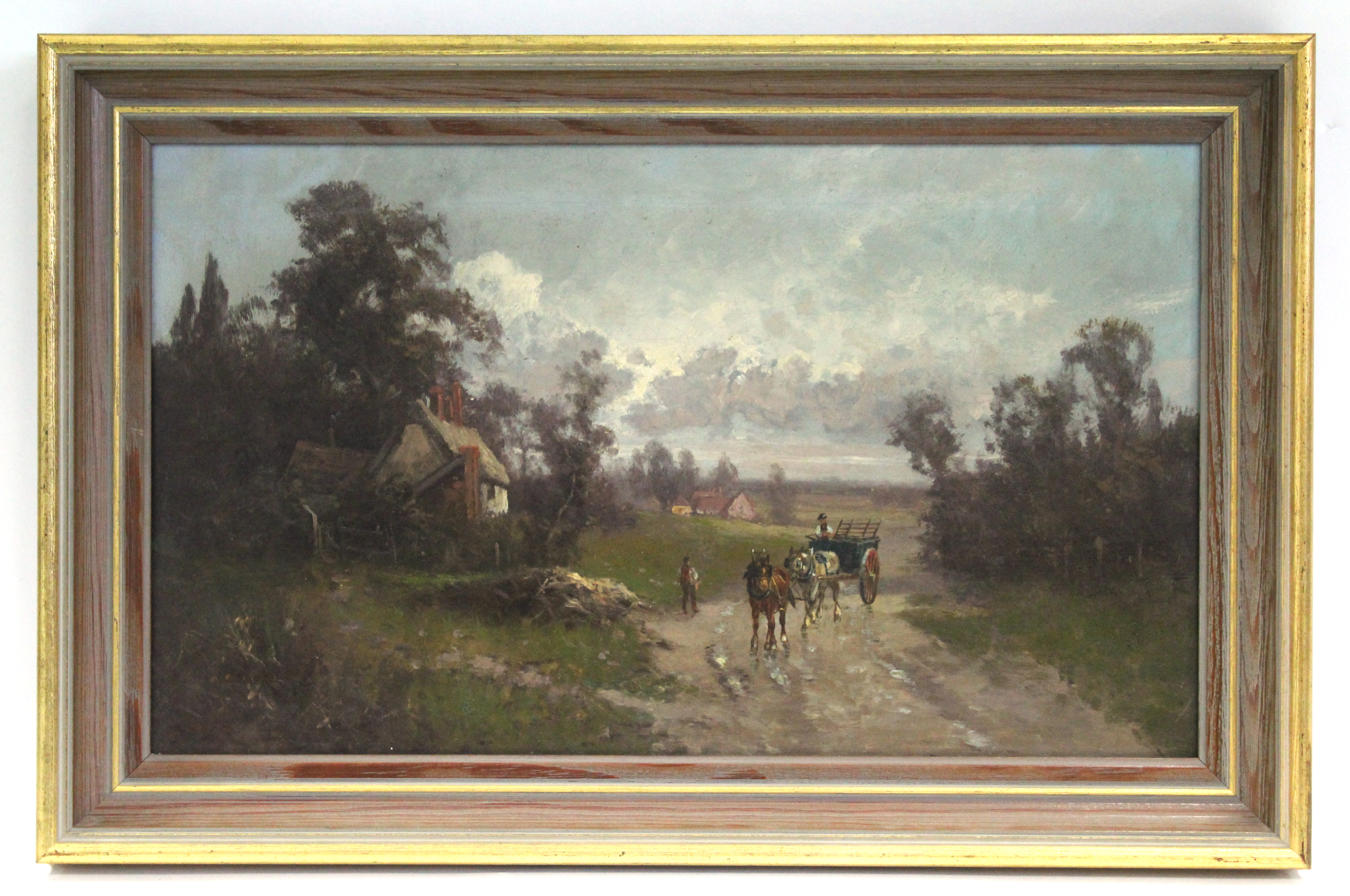 ENGLISH SCHOOL, late 19th century/early 20th century. A rural landscape with figures, a horse - Image 2 of 3