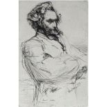WHISTLER, James Abbott McNeill (1834-1903). “Drouet, Sculpteur”, seated, half-length. Black &
