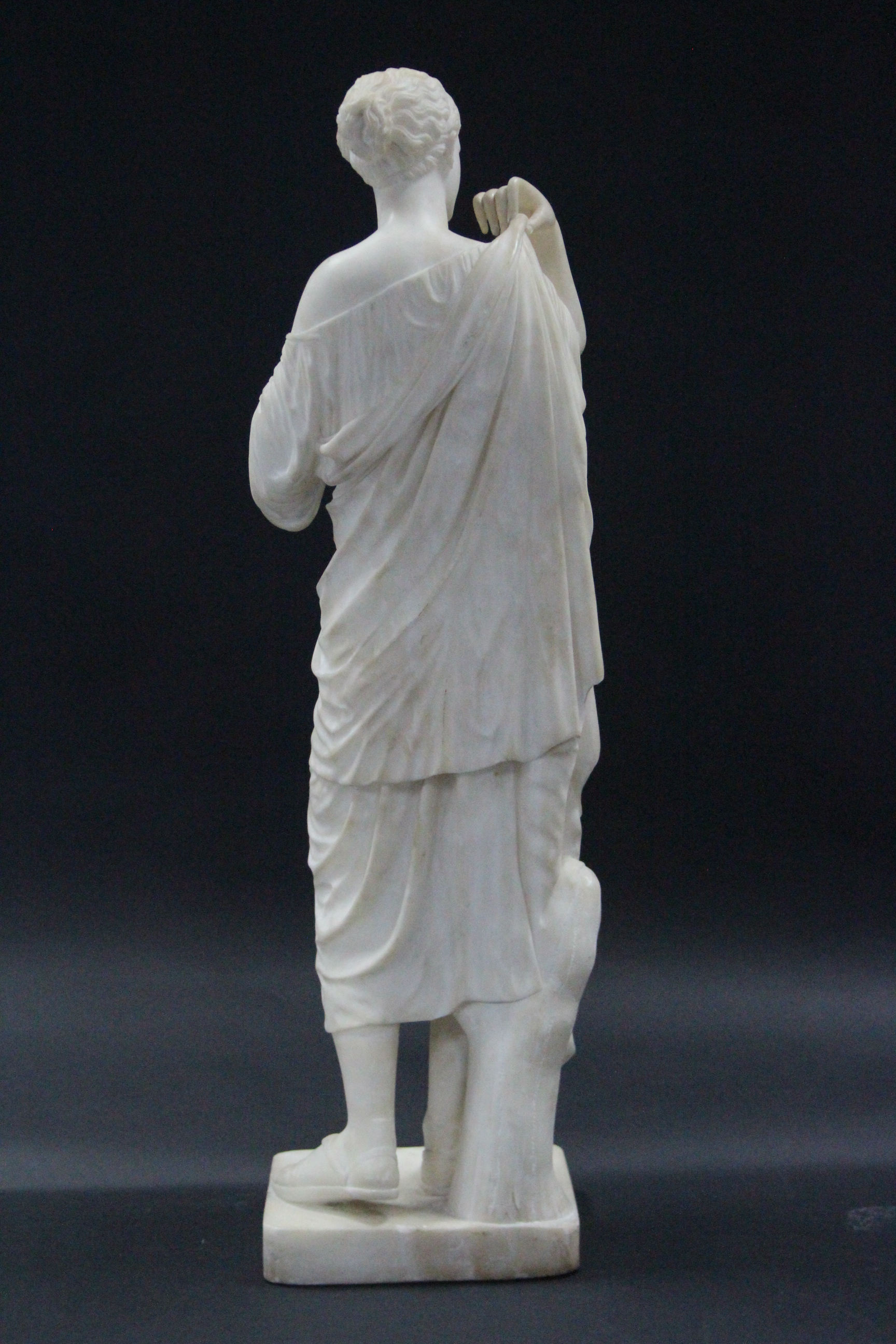 A 19th century WHITE MARBLE SCULPTURE OF DIANA OF GABII, after the antique, on flat square base; - Image 4 of 4