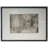 FLINT, Sir William Russell (1880-1969). “Nursemaids In The Piazza”. Black & white etching, signed &
