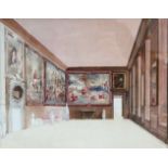 ENGLISH SCHOOL, mid-19th century. The picture gallery in a stately home. Watercolour: 9¼” x 11¾”.