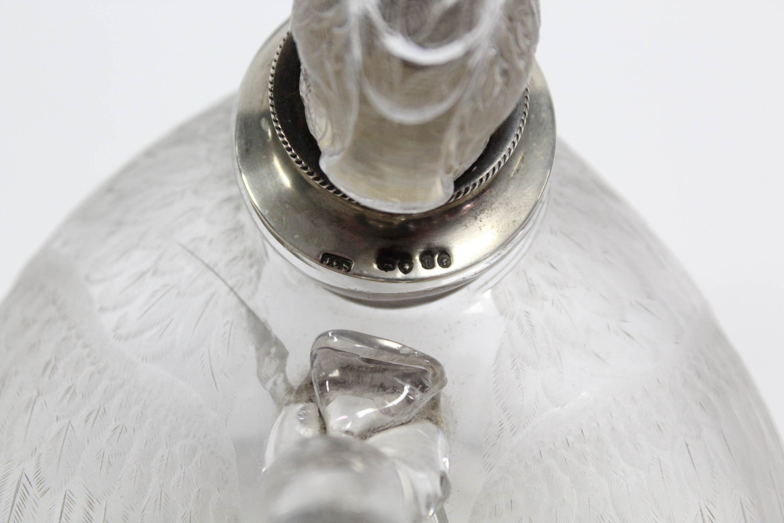 A Victorian silver-mounted cut glass novelty decanter in the form of a duck, the body with - Bild 8 aus 9