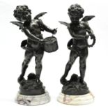 MOREAU, L. F., after. A pair of bronze models of cherubs, one playing a drum, the other a