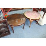 A pair of mahogany circular low coffee tables, each on four slender cabriole legs, 23” diameter;