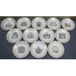 A set of twelve Royal Copenhagen porcelain “Portraits of Old Copenhagen” plates; 10½” diam.