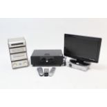 A Panasonic “Viera” 18” LCD television; a Technics stacking hi-fi system; & a Kitsound Boom Dock,