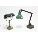 A mid-20th century anglepoise desk lamp; & an Edwardian-style brass desk lamp with revolving glass