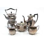 A Sheffield EPNS four-piece tea & coffee service; & a silver plated spirit kettle.