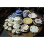 A bone china tea service of white ground & with gold foliate design; together with various items