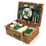 An Antler Brexton collection wicker hamper with contents; & six coloured prints.