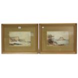 A pair of watercolour paintings by Ruben S Smithey – Torquay coastal landscapes, 8¼” x 12½”, in